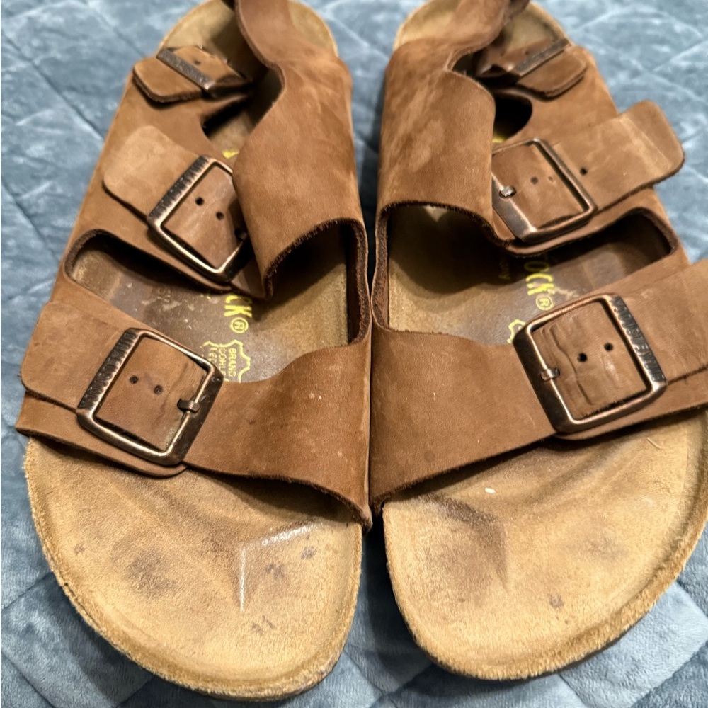BIRKENSTOCK Brown Suede Buckle Sandals